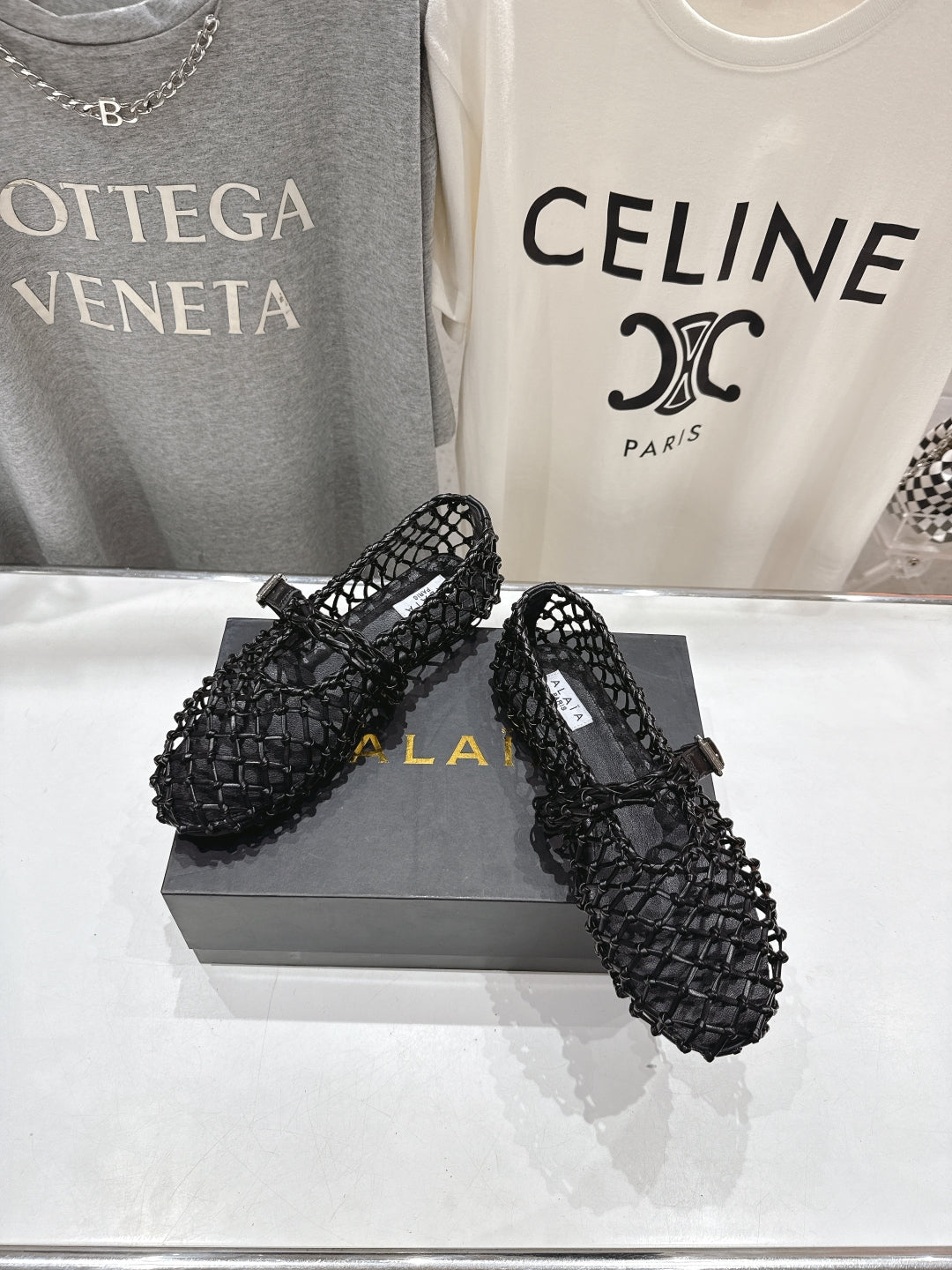 Black Ballet Flats In Braided Leather