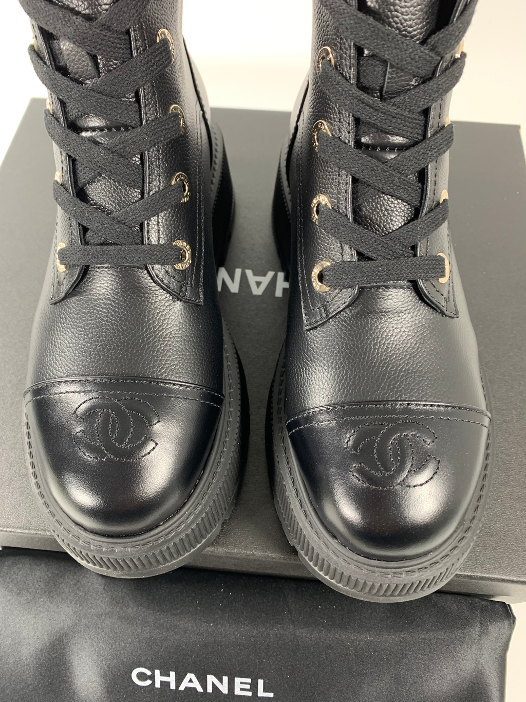 Black C Leather Ankle Boots