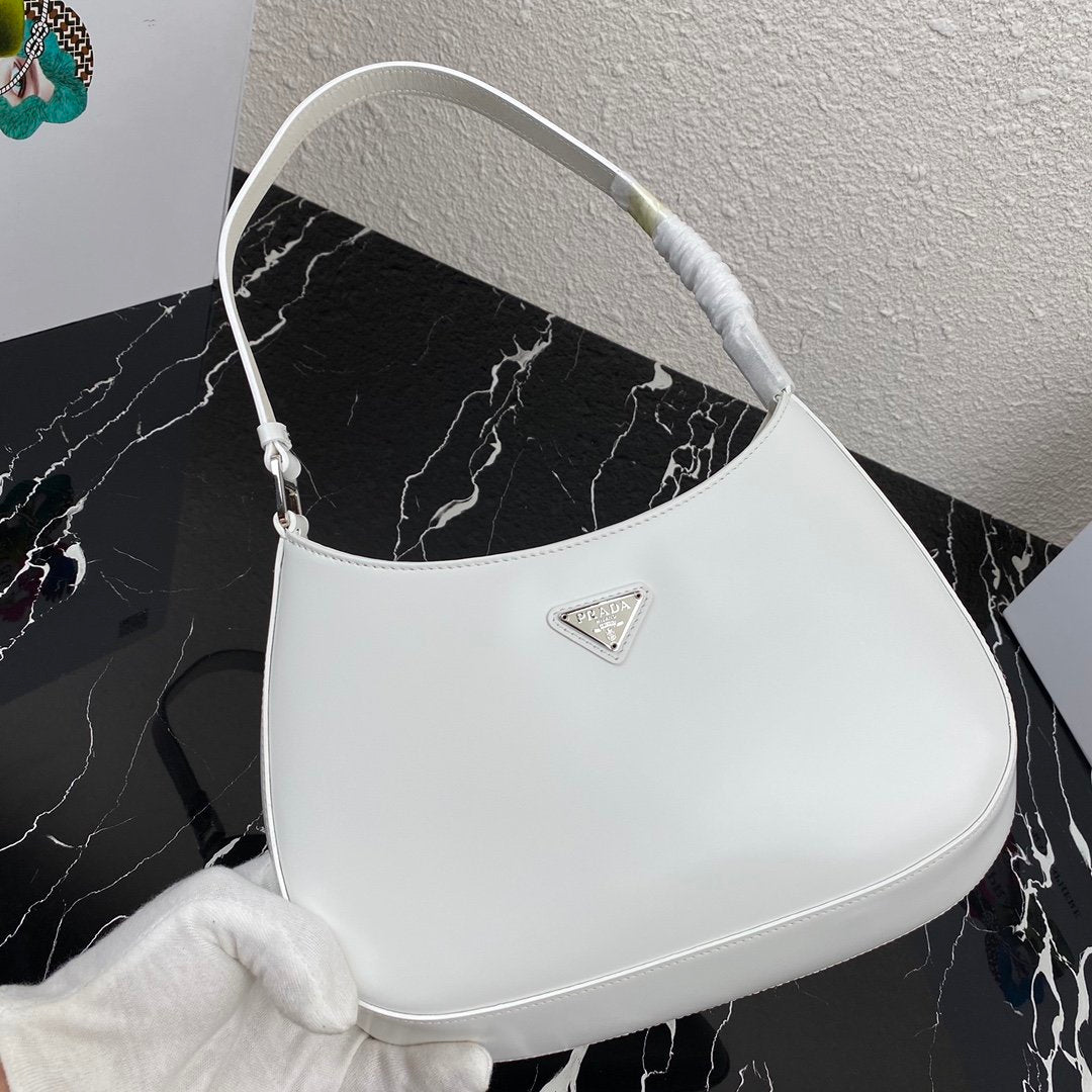 White PC brushed leather shoulder bag