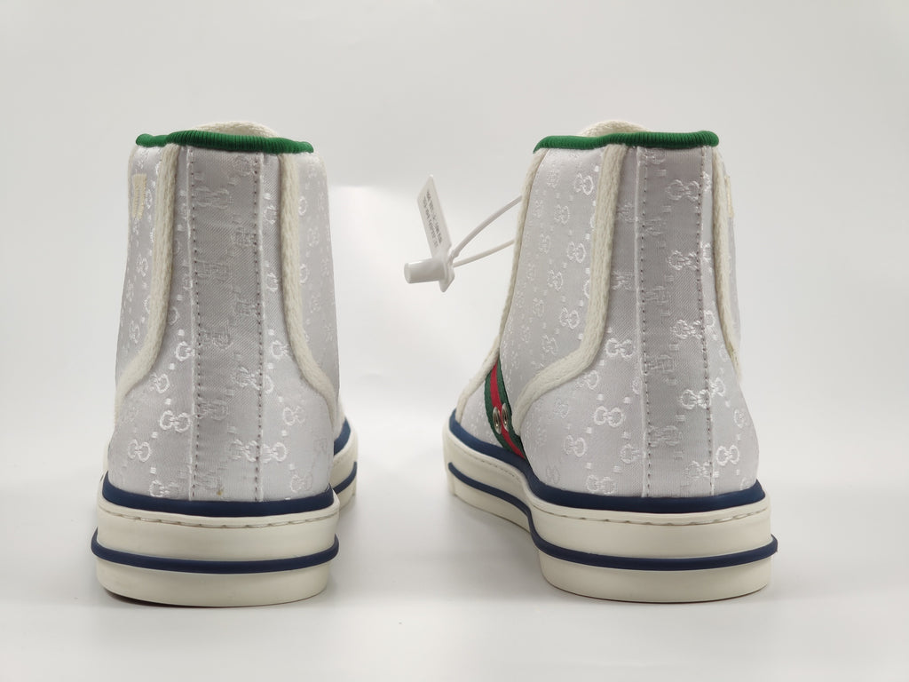 Women's White tennis high top sneaker