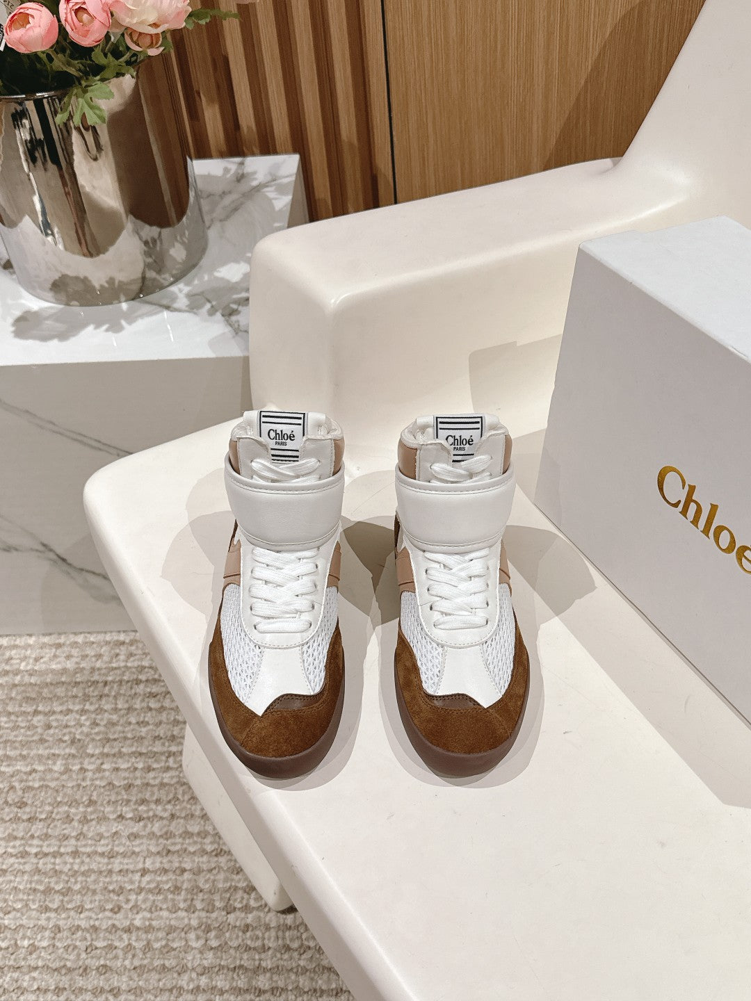 Natural Brown Kick High-Top Sneaker