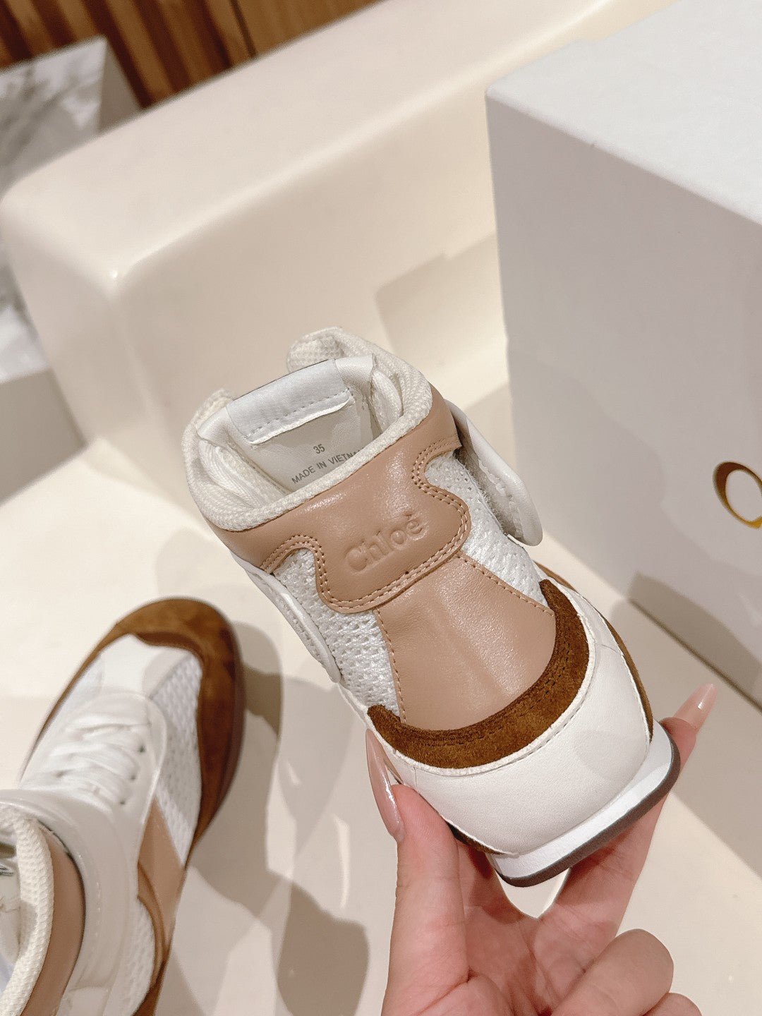 Natural Brown Kick High-Top Sneaker