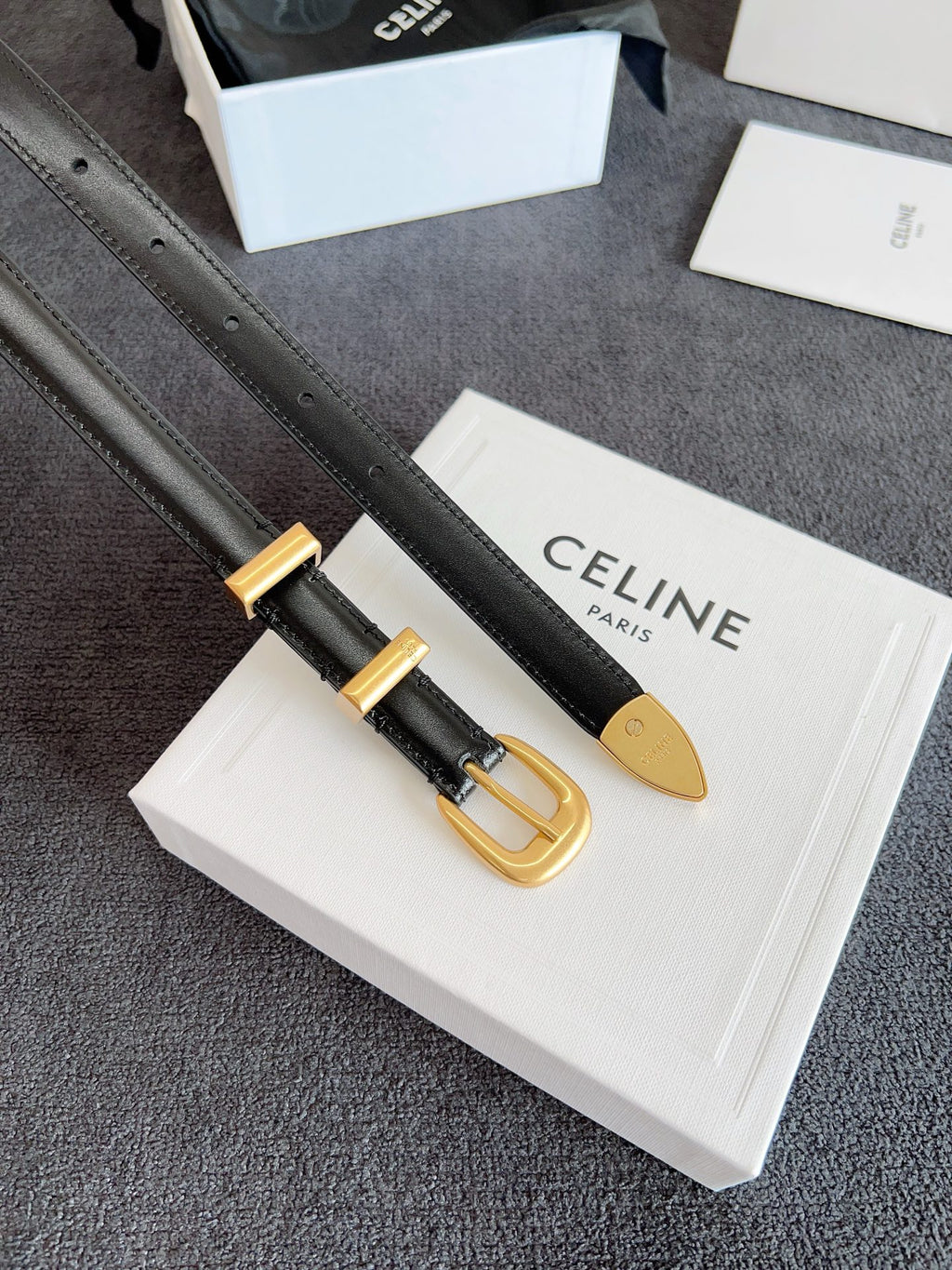 Black Small Western Belt With Gold Finishing