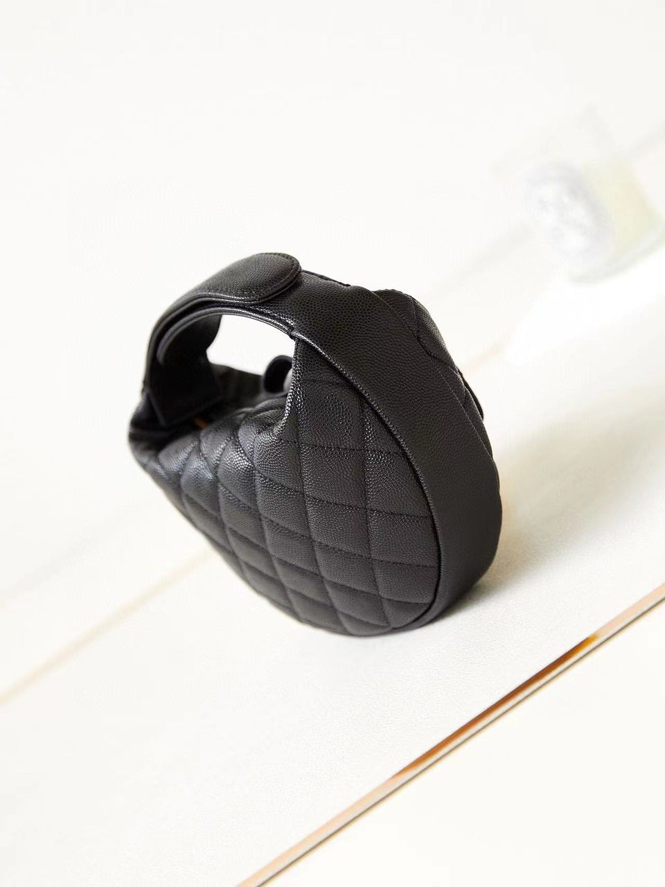 Black Caviar Quilted Pouch Pocket Hobo Bag