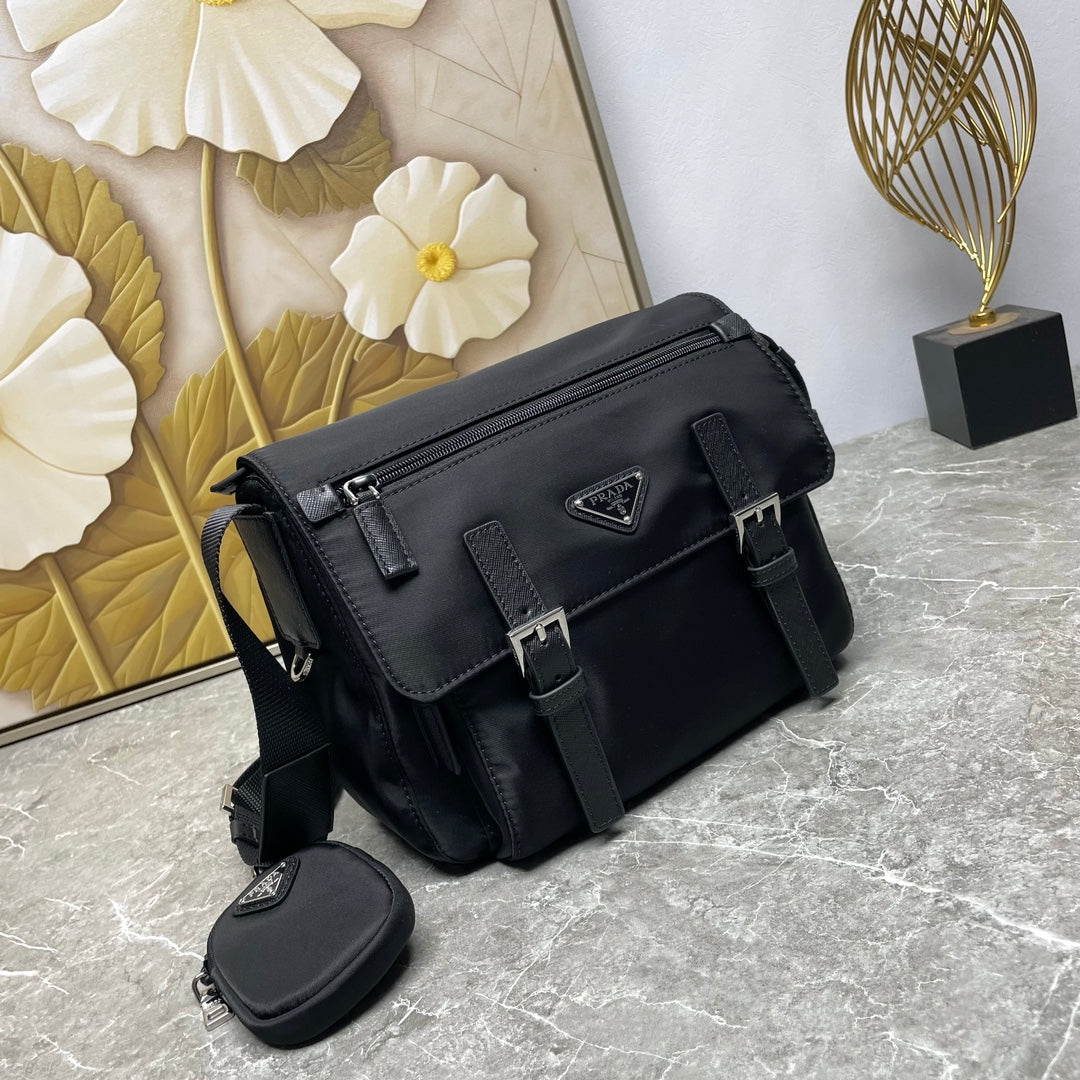 Black Re-Nylon Shoulder Bag