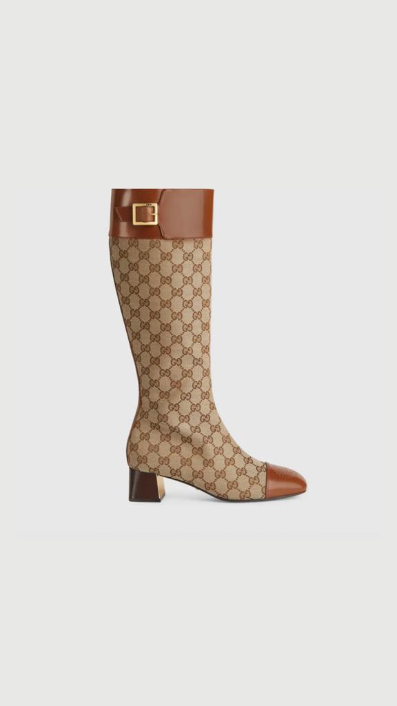 Beige G knee-high boot