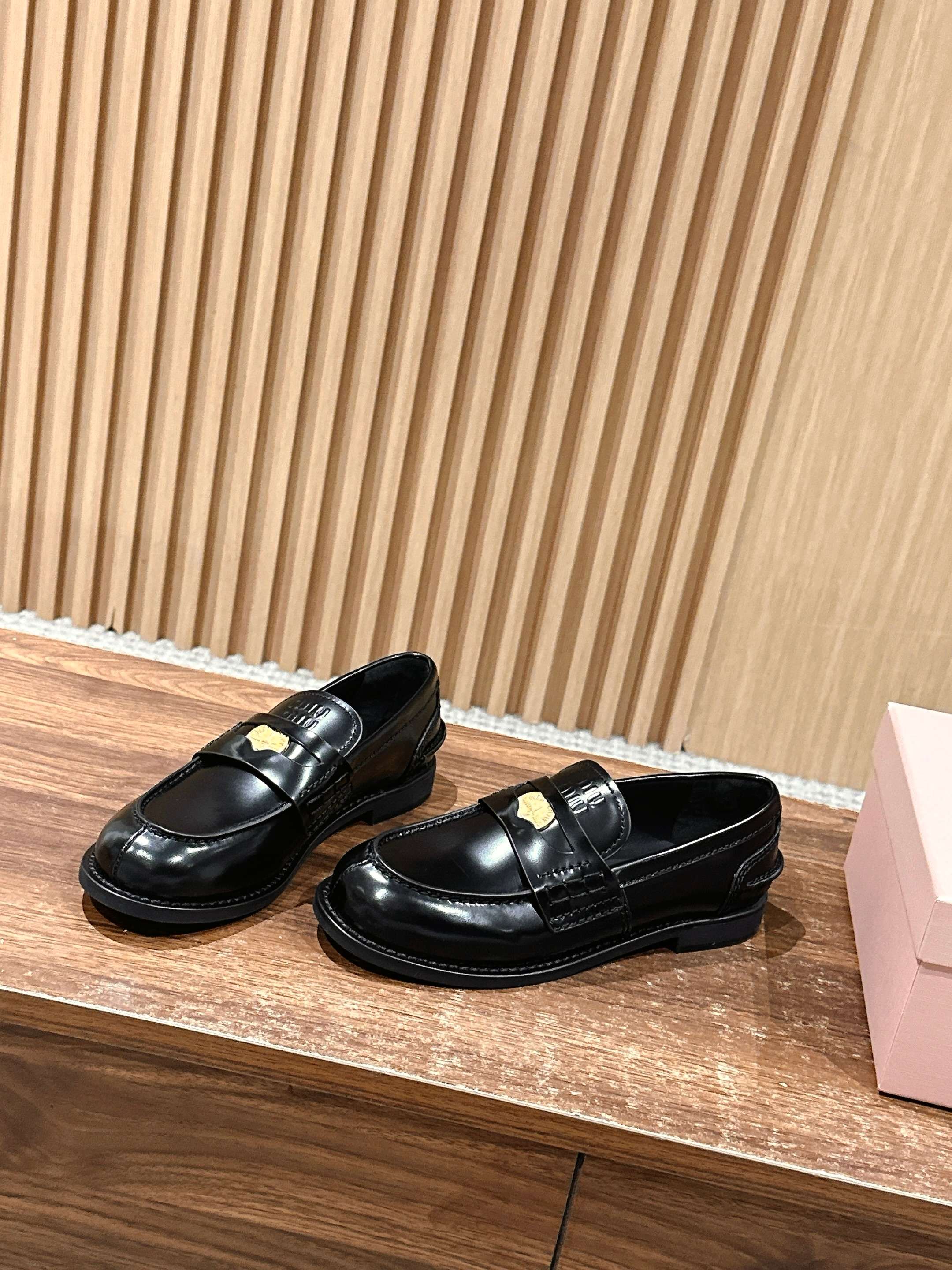 Black Brushed Leather Penny Loafers