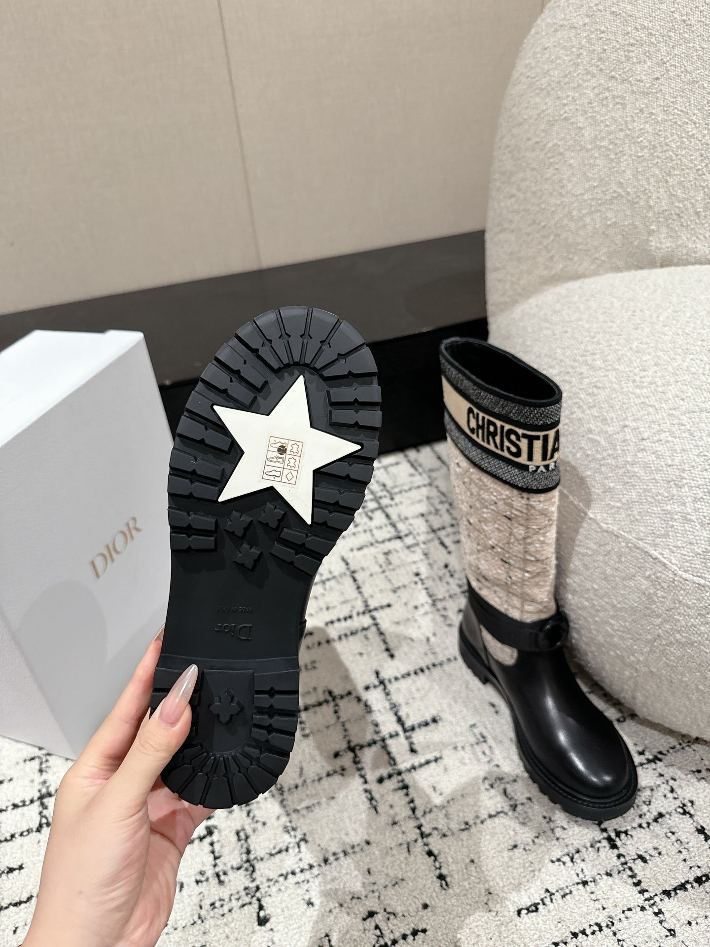 Beige & Black DM Boot