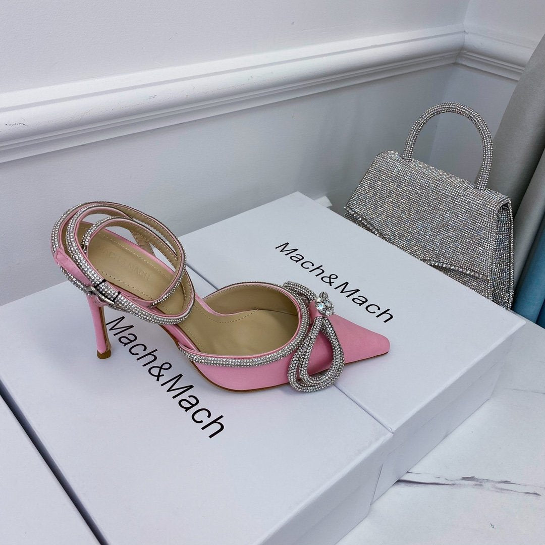 Pink double bow pumps
