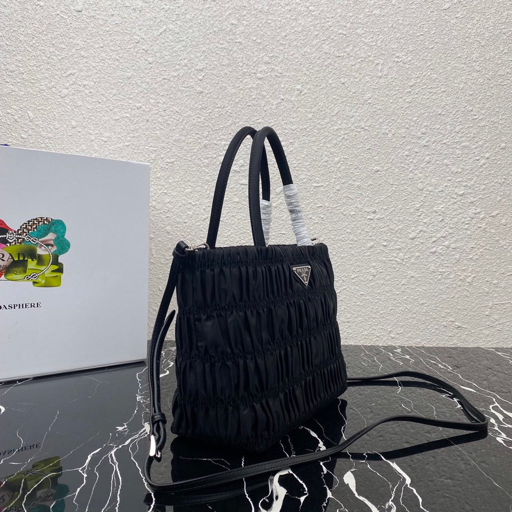 Black nylon tote bag