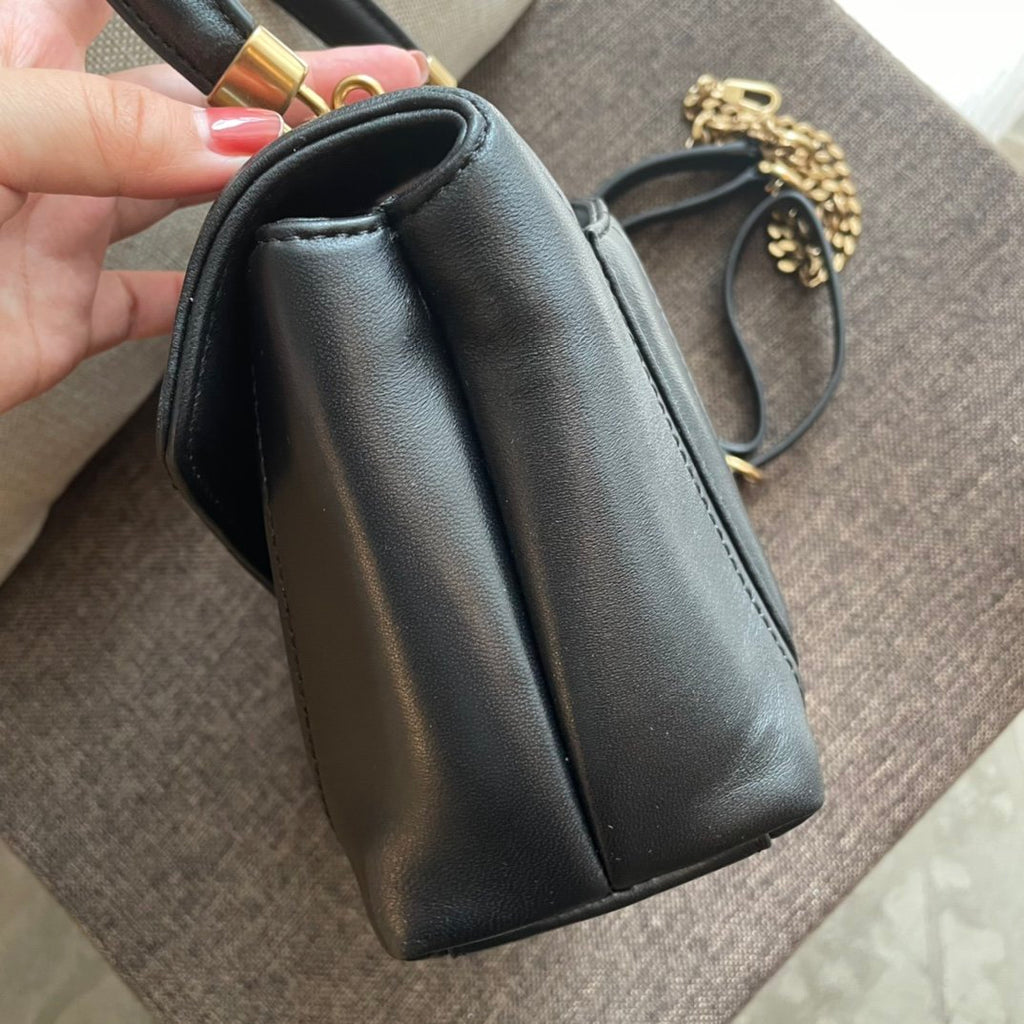 Black TK quilted small satchel