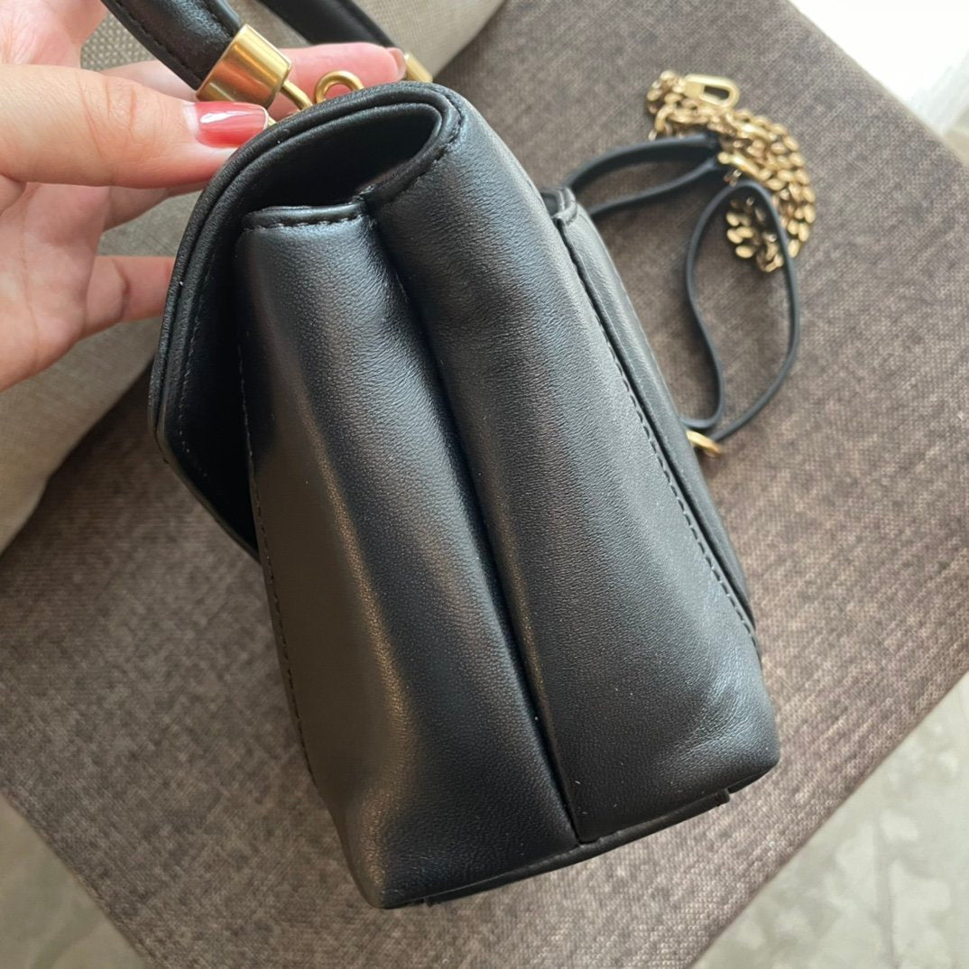 Black TK quilted small satchel