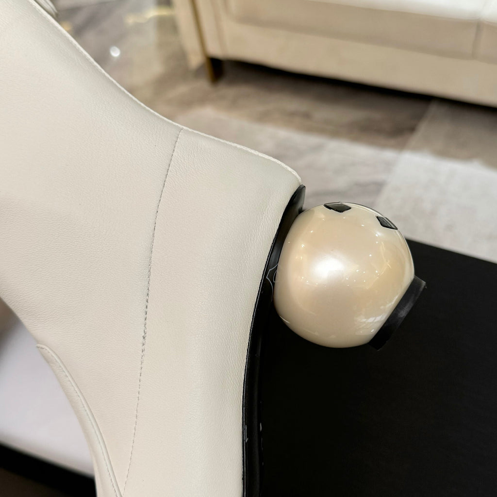 White & Black Stretch High Boots