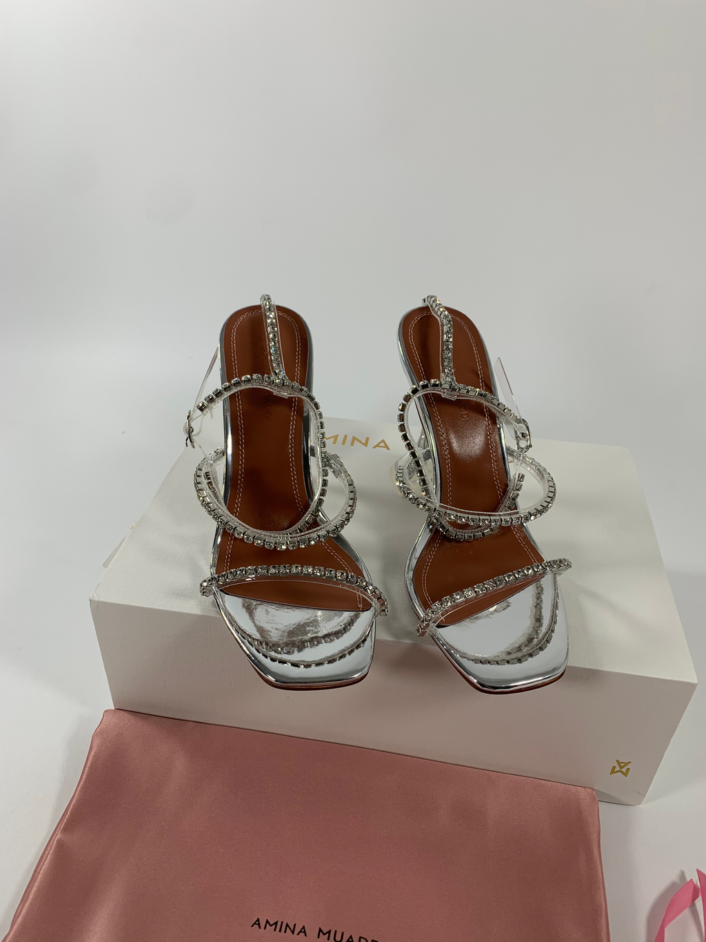 Silver AG crystal-embellished PVC sandals