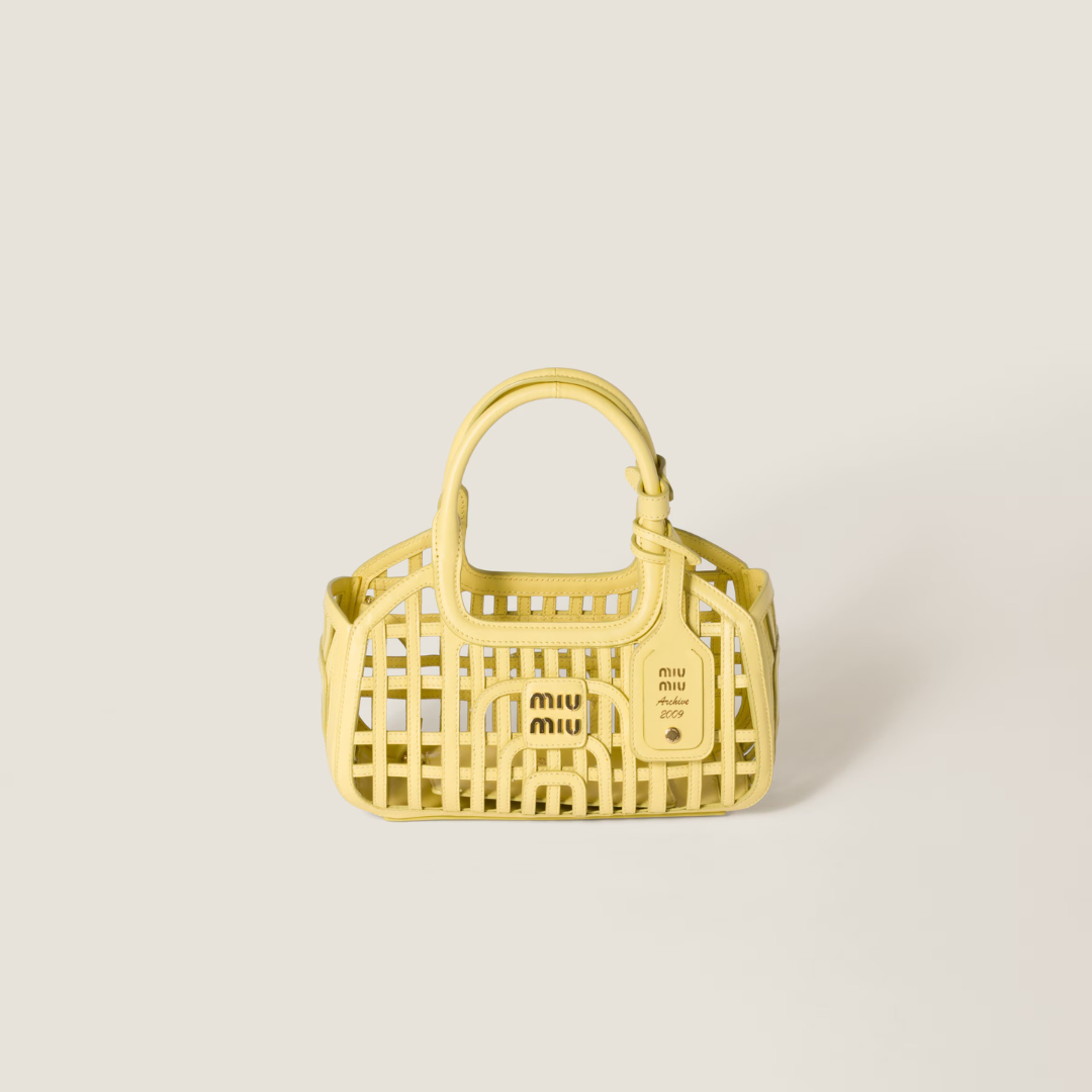 Lemon Yellow Leather Basket