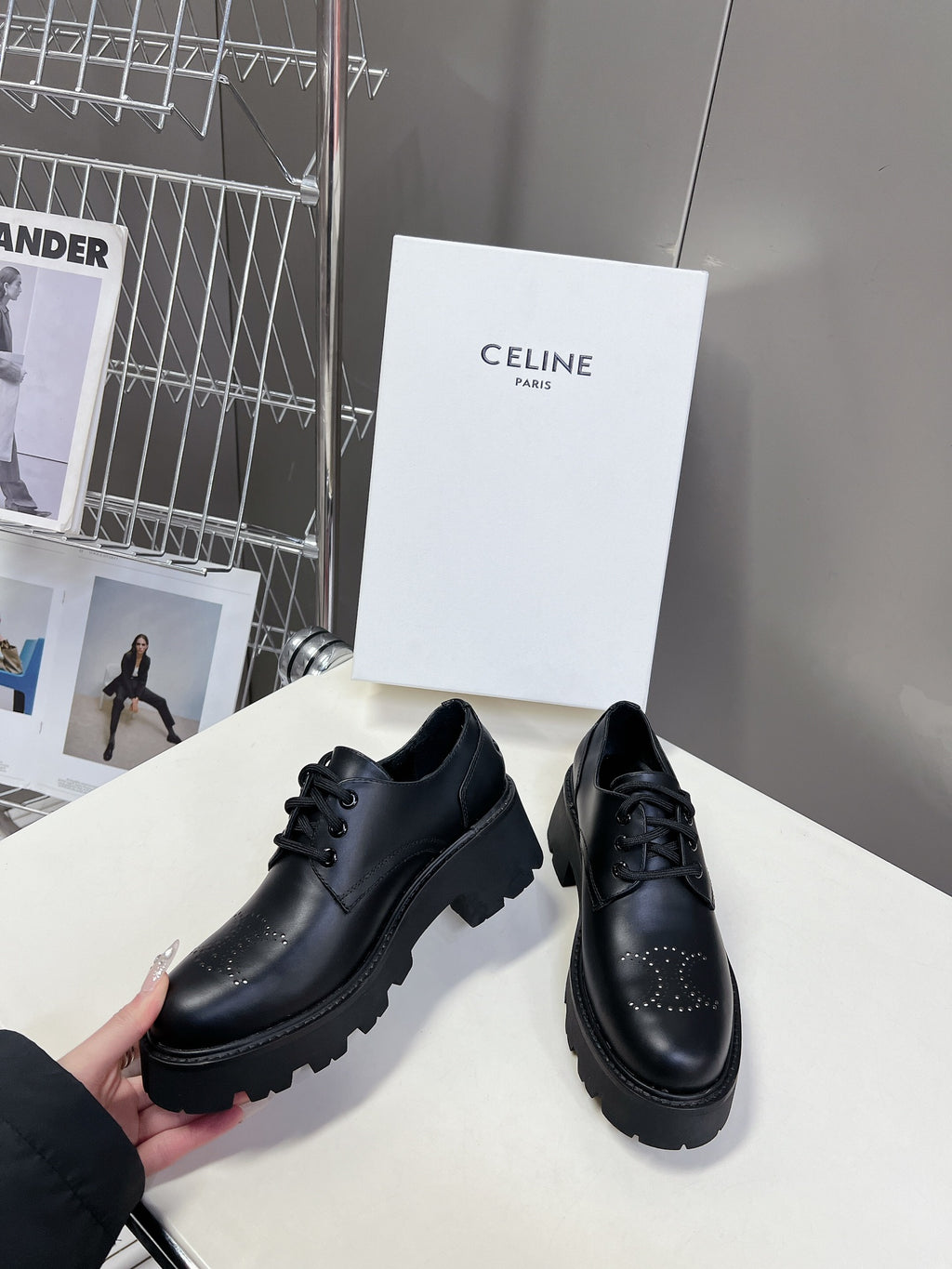 Black Leather Derby Loafers