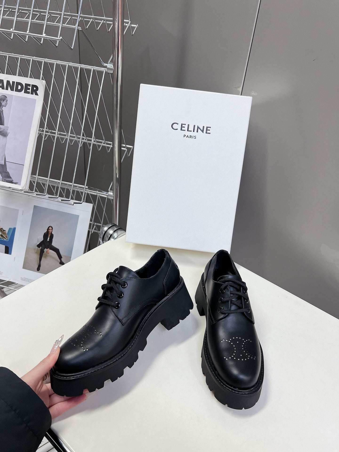 Black Leather Derby Loafers