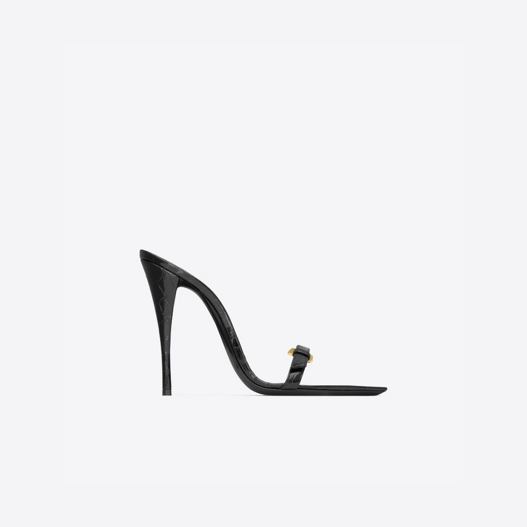 YL Mules In Crocodile-Embossed Leather
