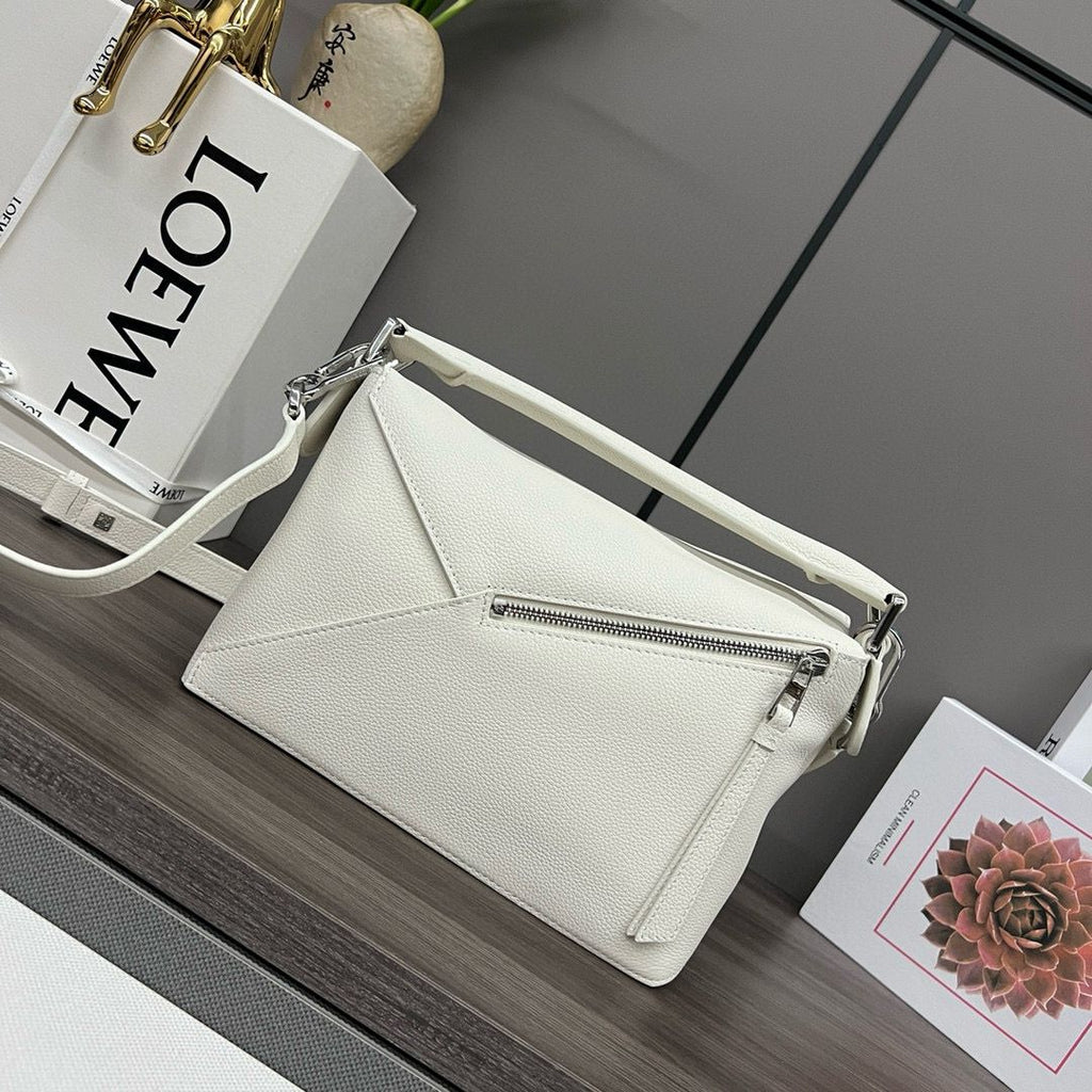 Soft White LP Small Leather Shoulder Bag