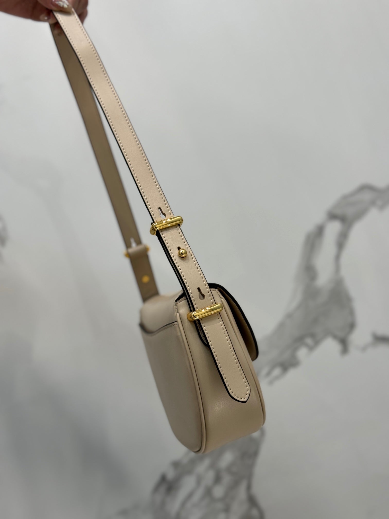 Travertine PA Leather Shoulder Bag With Flap