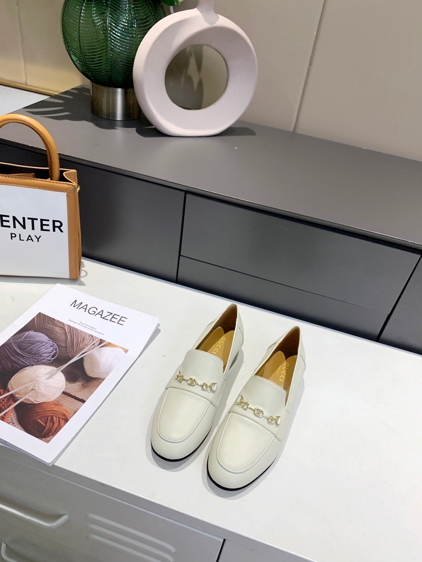 White GH block-heel loafers