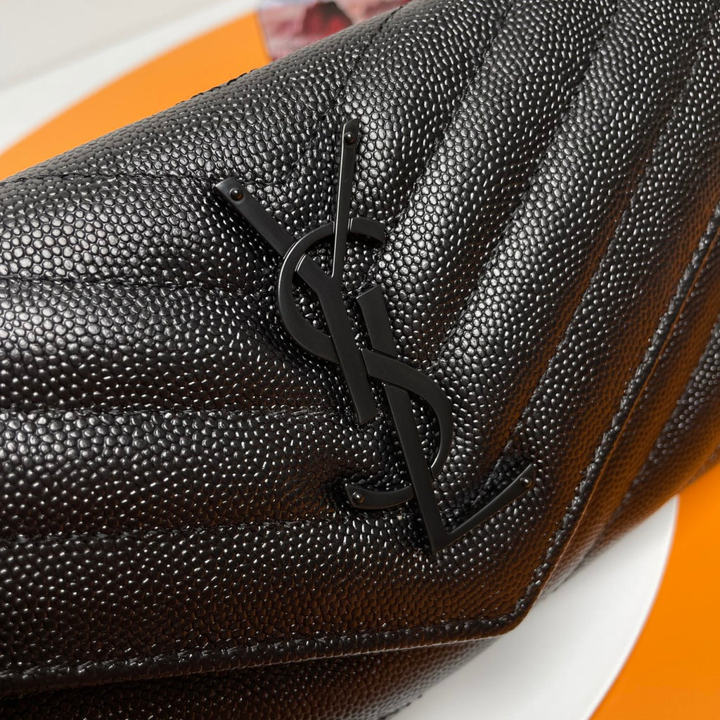 Black Large Flap Wallet With Black-Tone Hardware