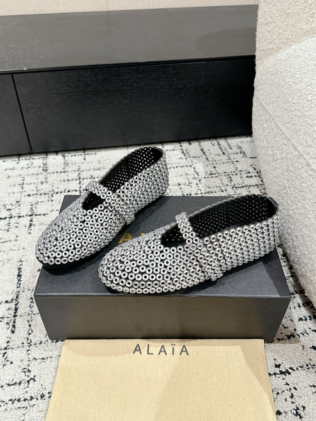 Transparent Ballet Flats In Glass Eyelet