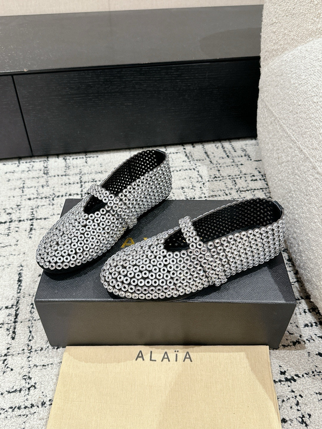 Transparent Ballet Flats In Glass Eyelet