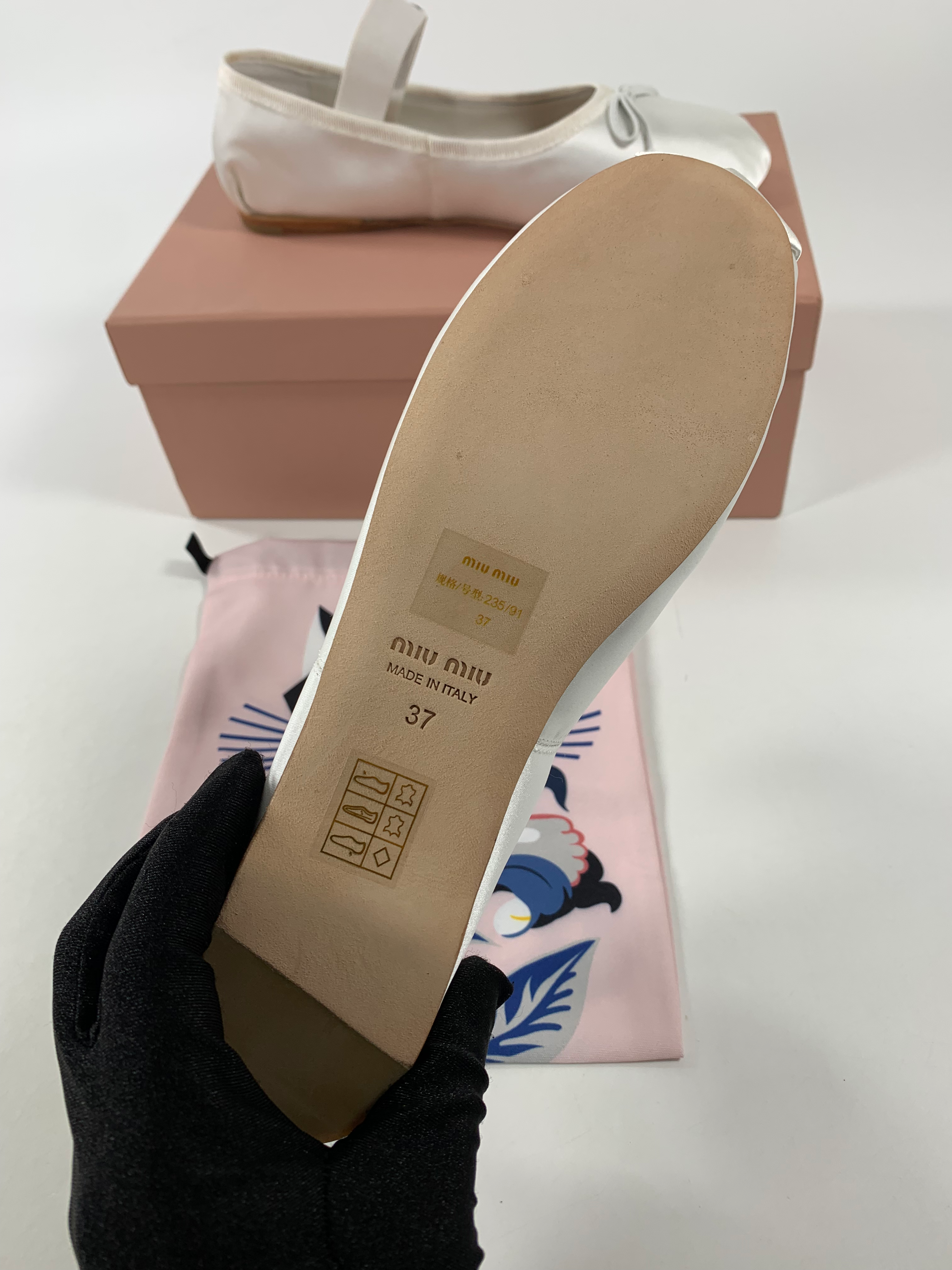 White M Satin ballerinas