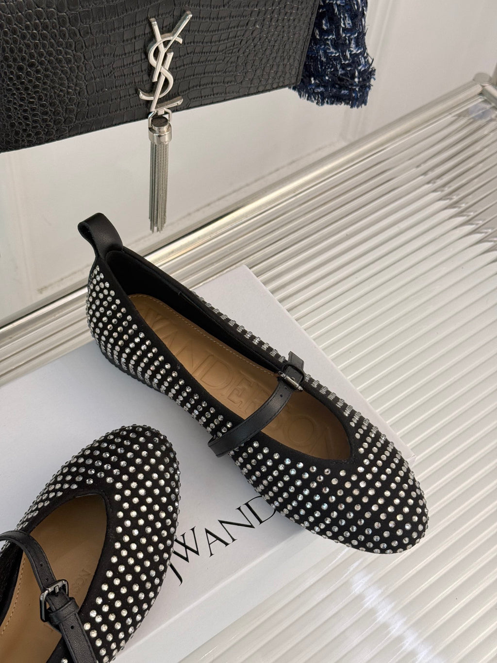 Black Ballerinas With Crystals