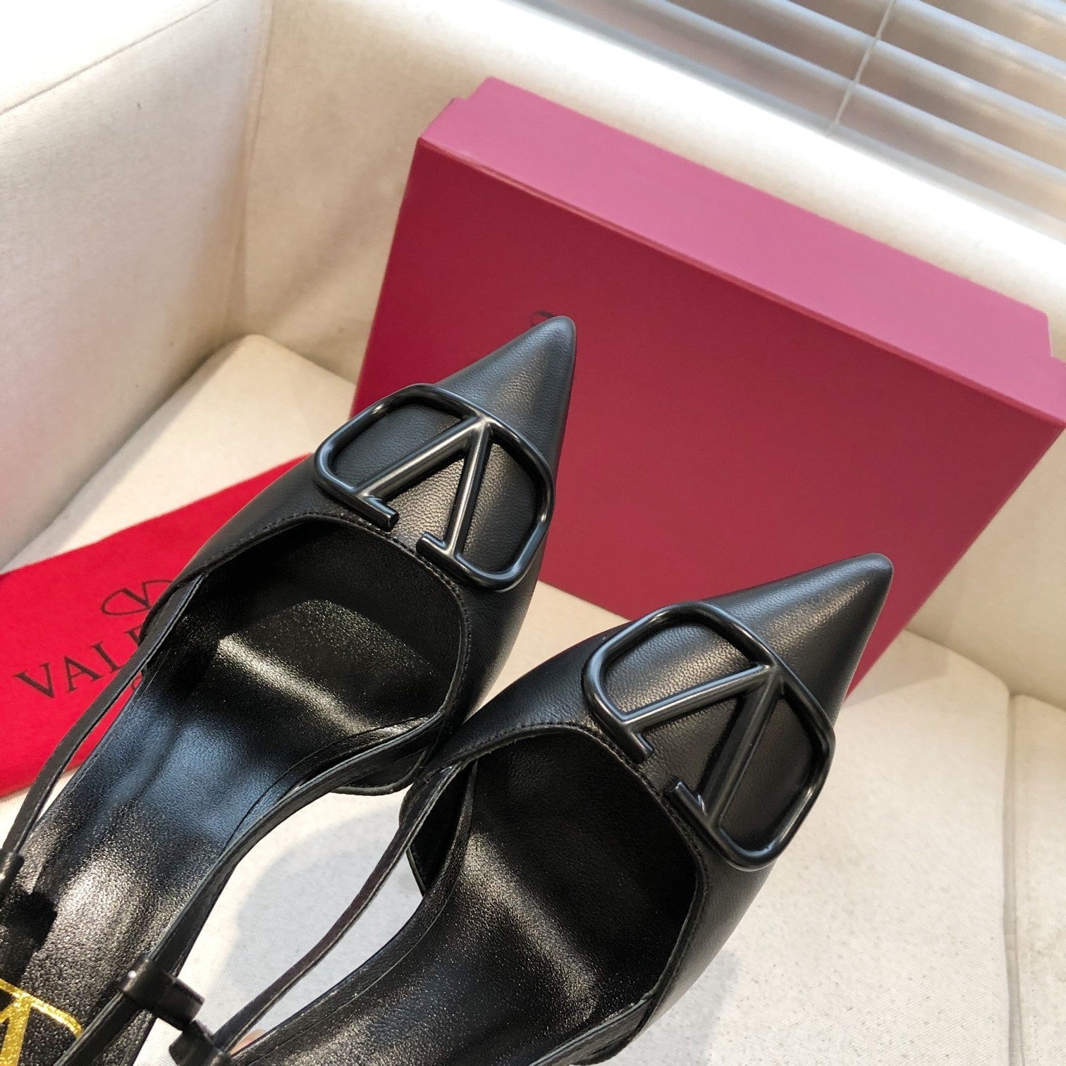 Black leather slingback pump 80 mm