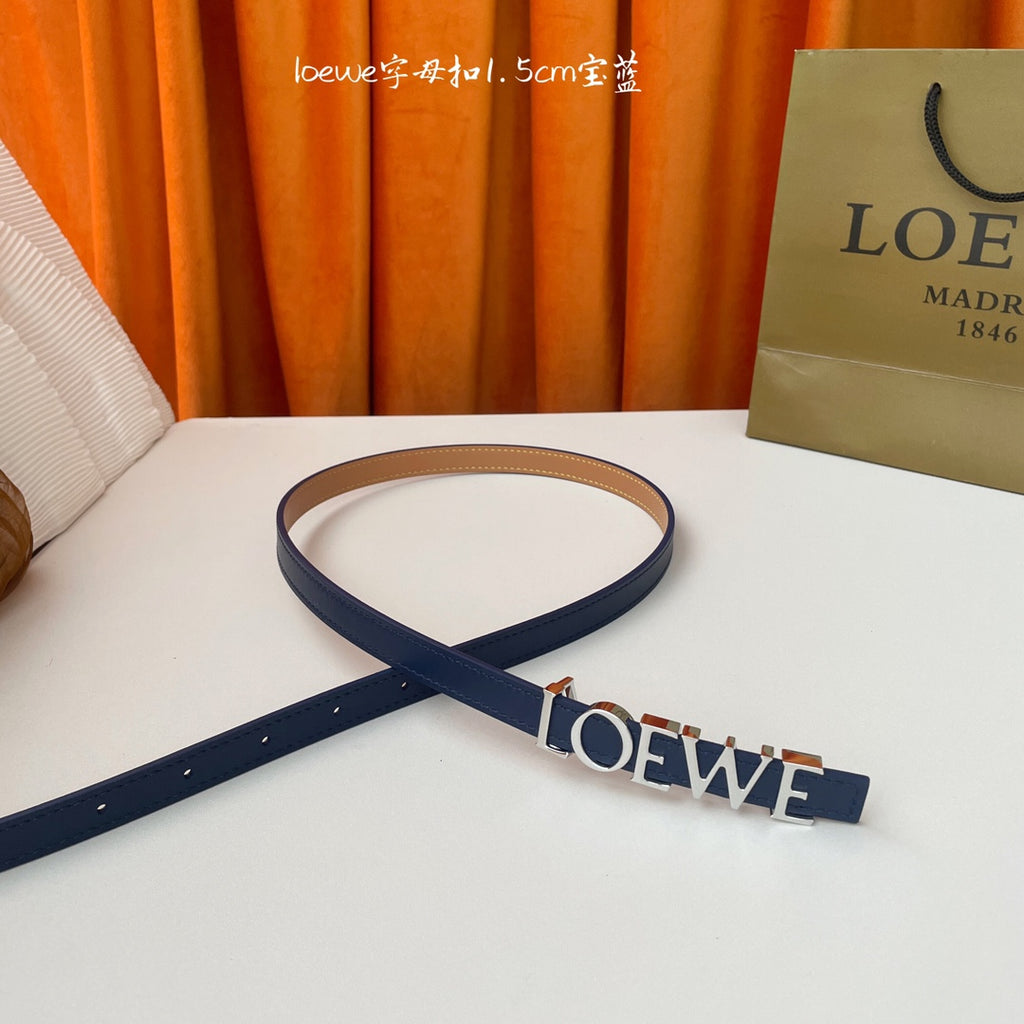 Abbys Blue/Palladio Belt In Smooth Leather