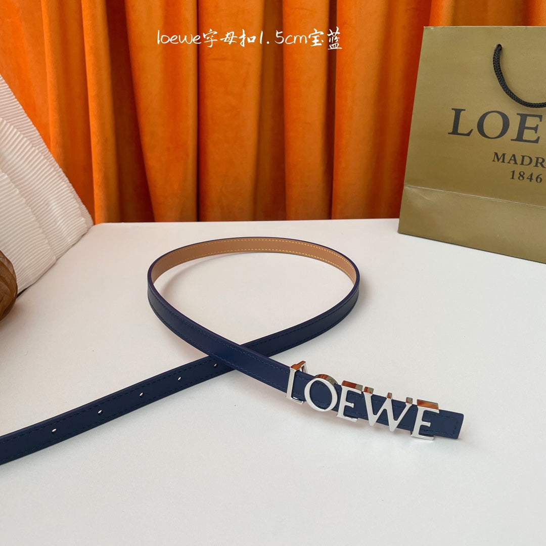 Abbys Blue/Palladio Belt In Smooth Leather