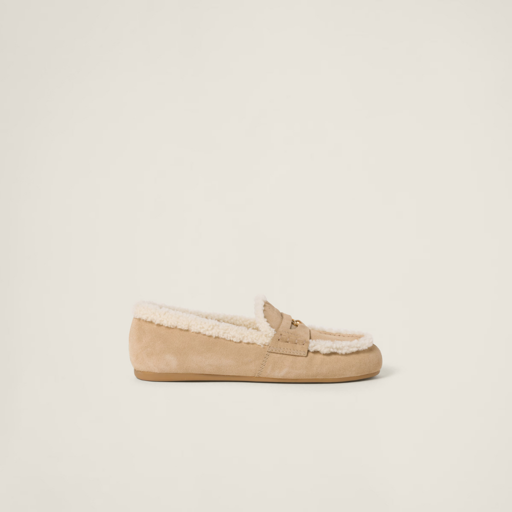 Ecru Suede Loafers