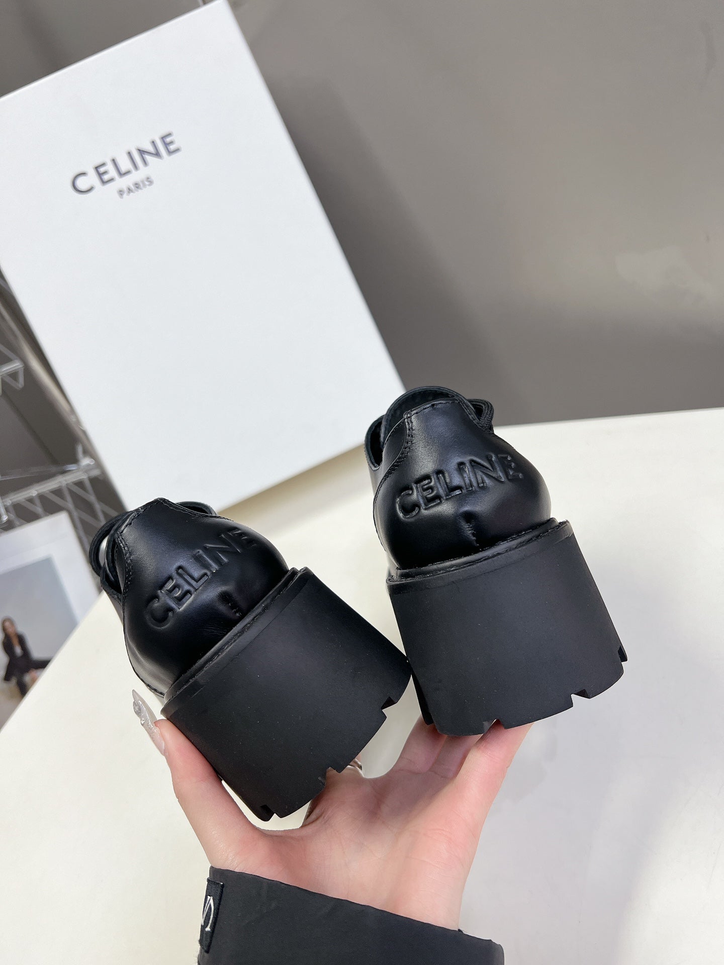 Black Leather Derby Loafers