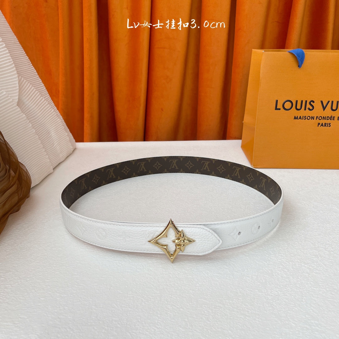 Creme Flowergram Reversible Belt