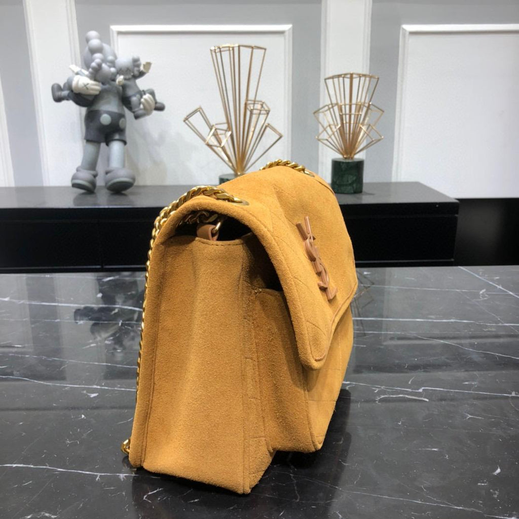 Caramel SN medium suede shoulder bag