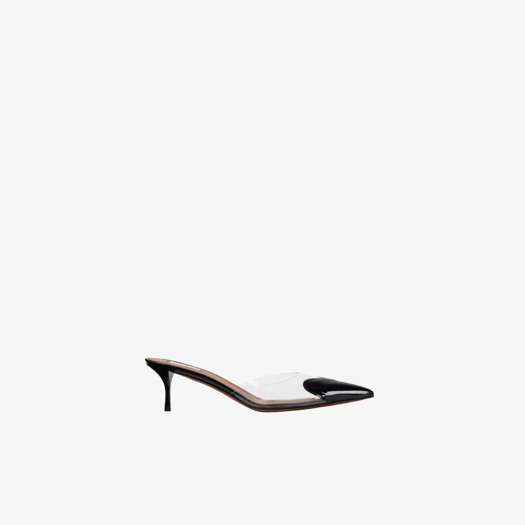 Black LC Mules In Patent Leather
