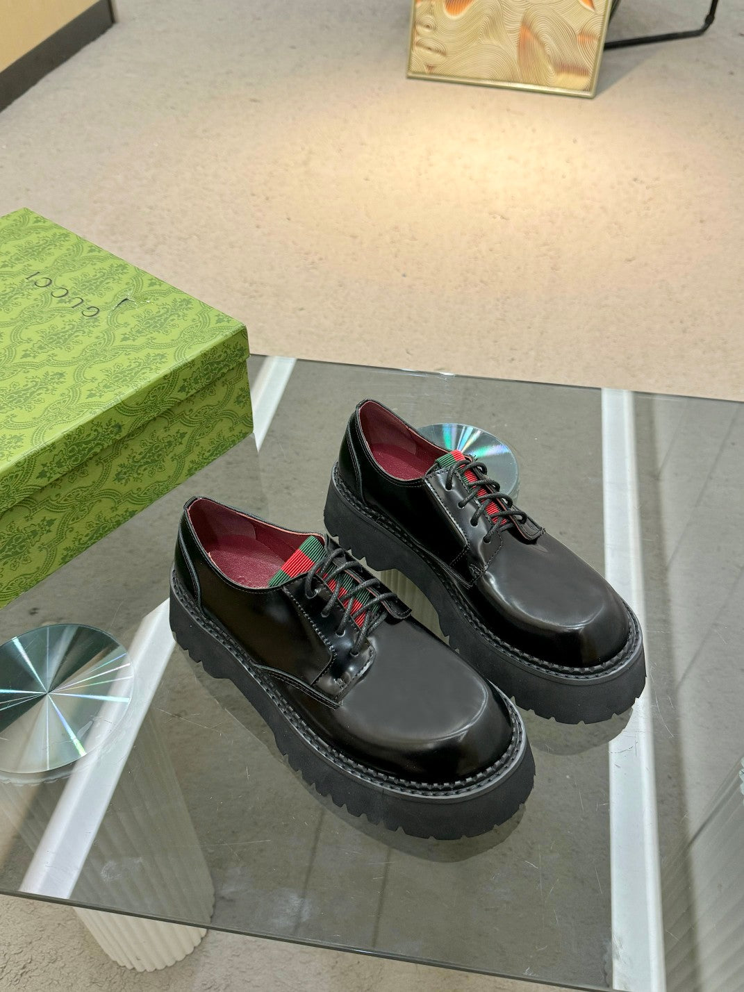 Black Lace-Up Loafers With Web