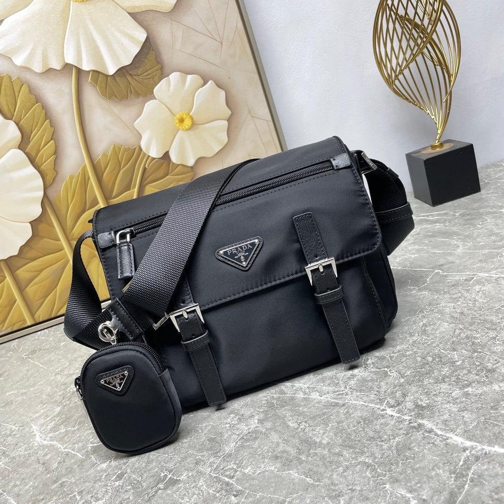Black Re-Nylon Shoulder Bag