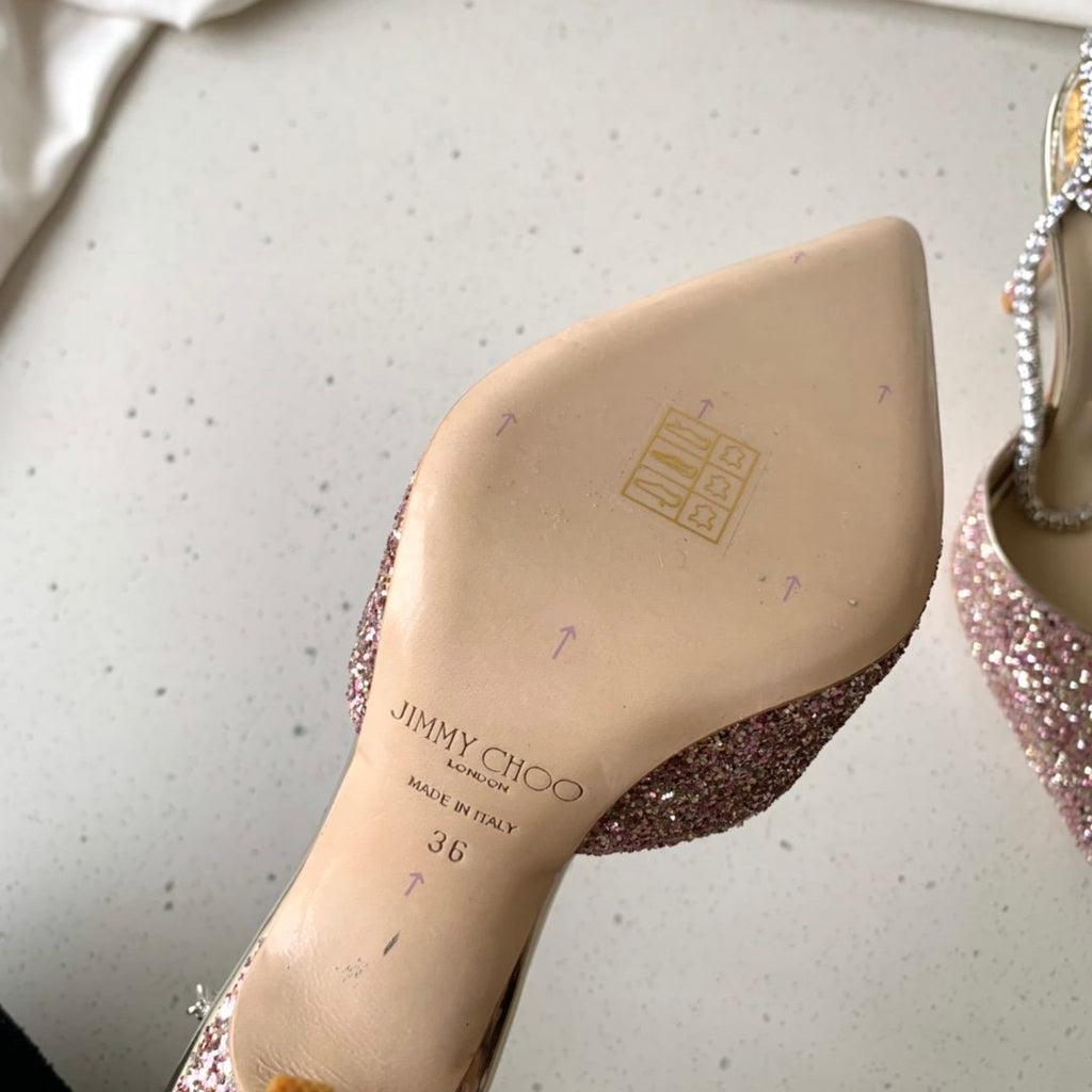 Rose coarse glitter JS pumps