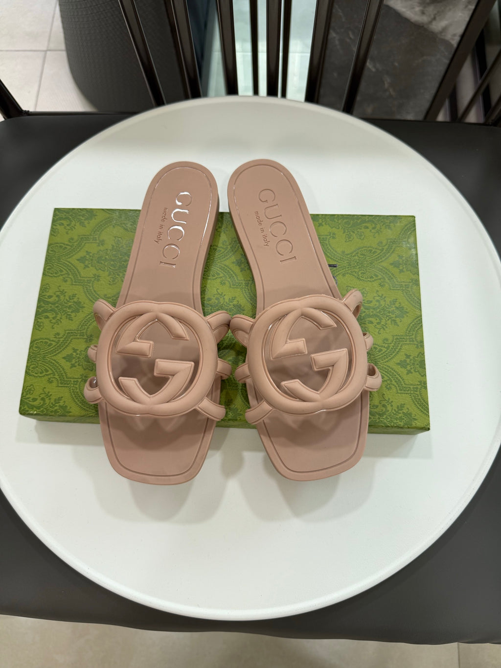 Light Beige Interlocking G Slide Sandal
