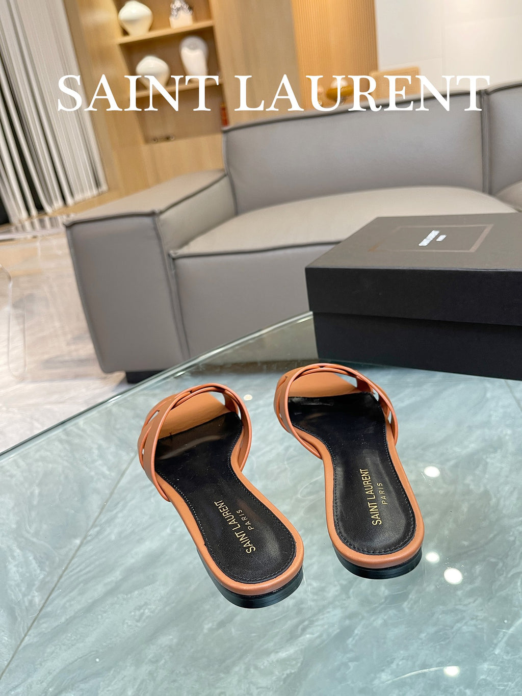 Marron Gold YT Mules In Leather