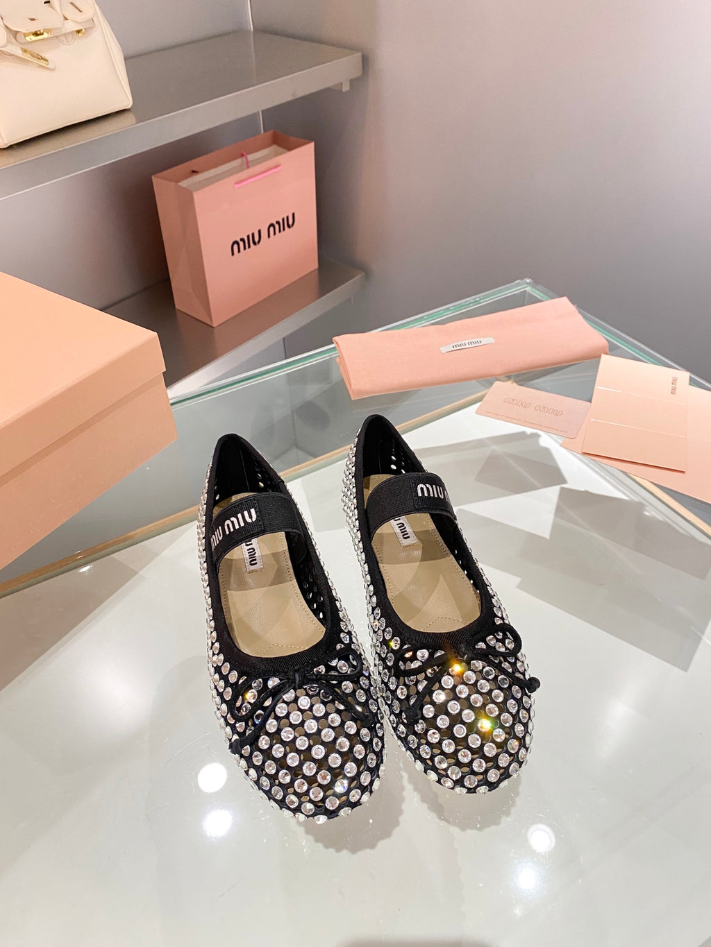 Black M Satin ballerinas with crystals