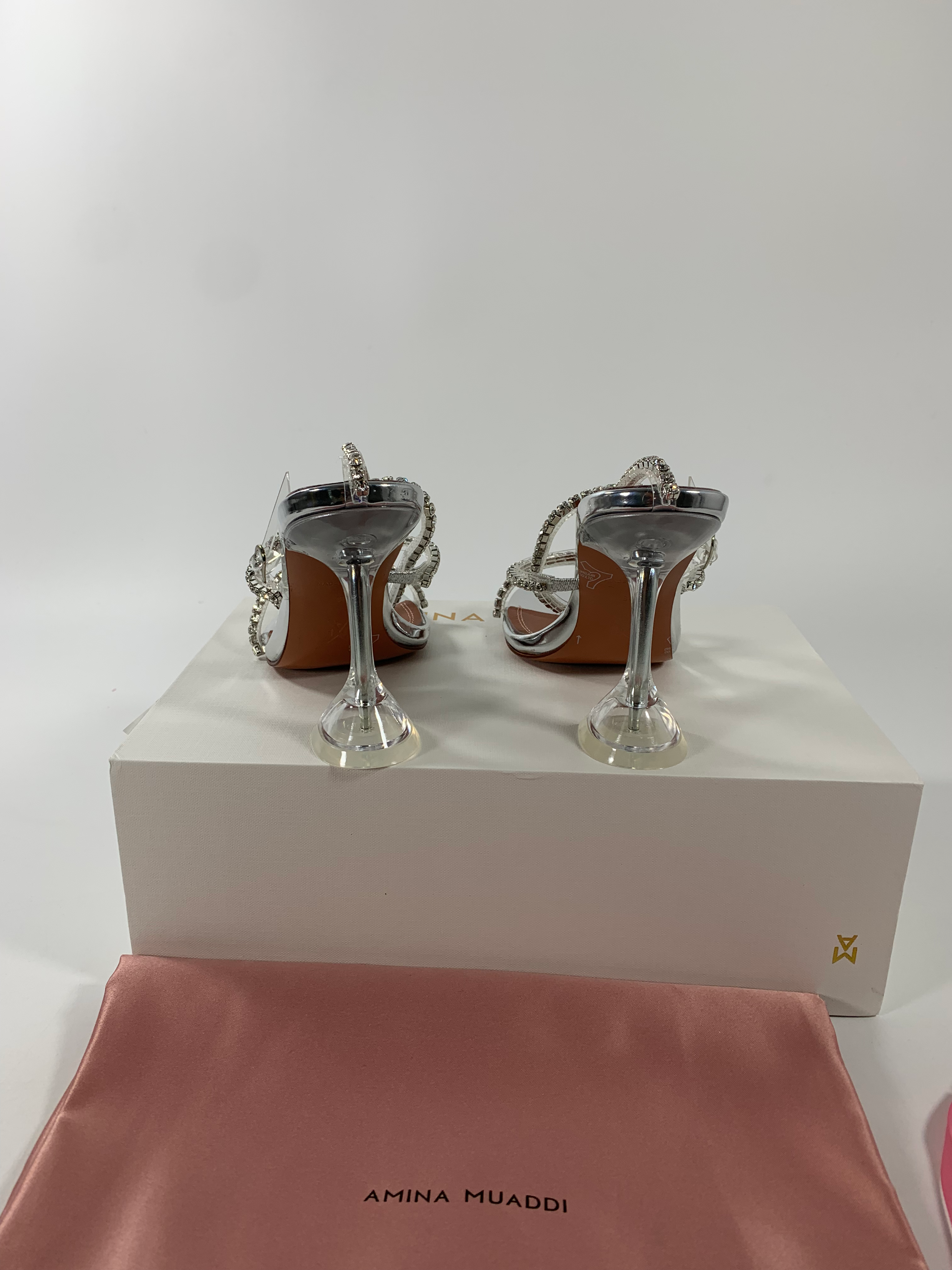 Silver AG crystal-embellished PVC sandals