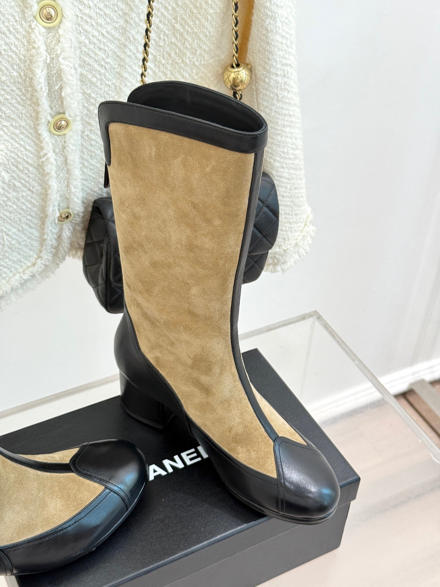 Beige & Black Métiers D’art High Boots