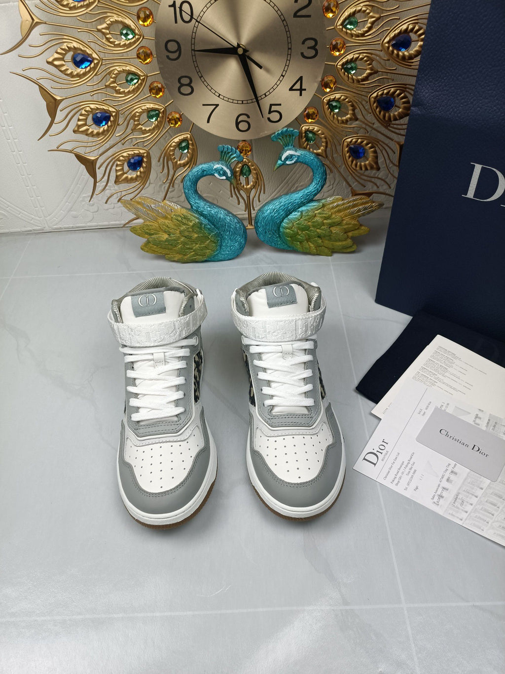 Women's Gray and white DB mid-top sneaker