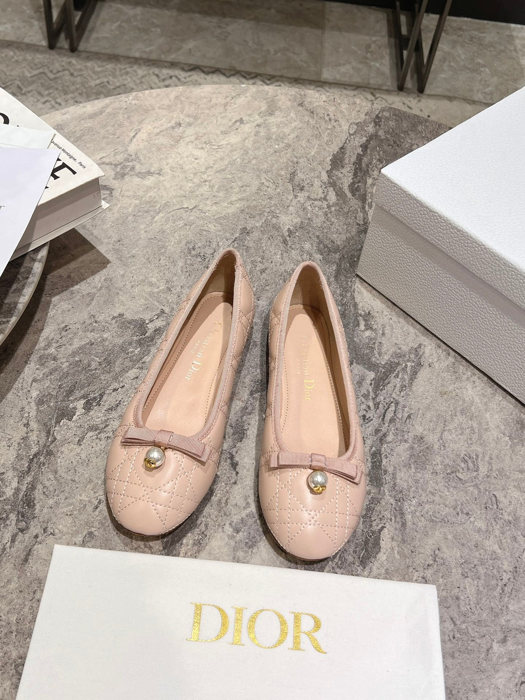 Nude Quilted Ballet Flat
