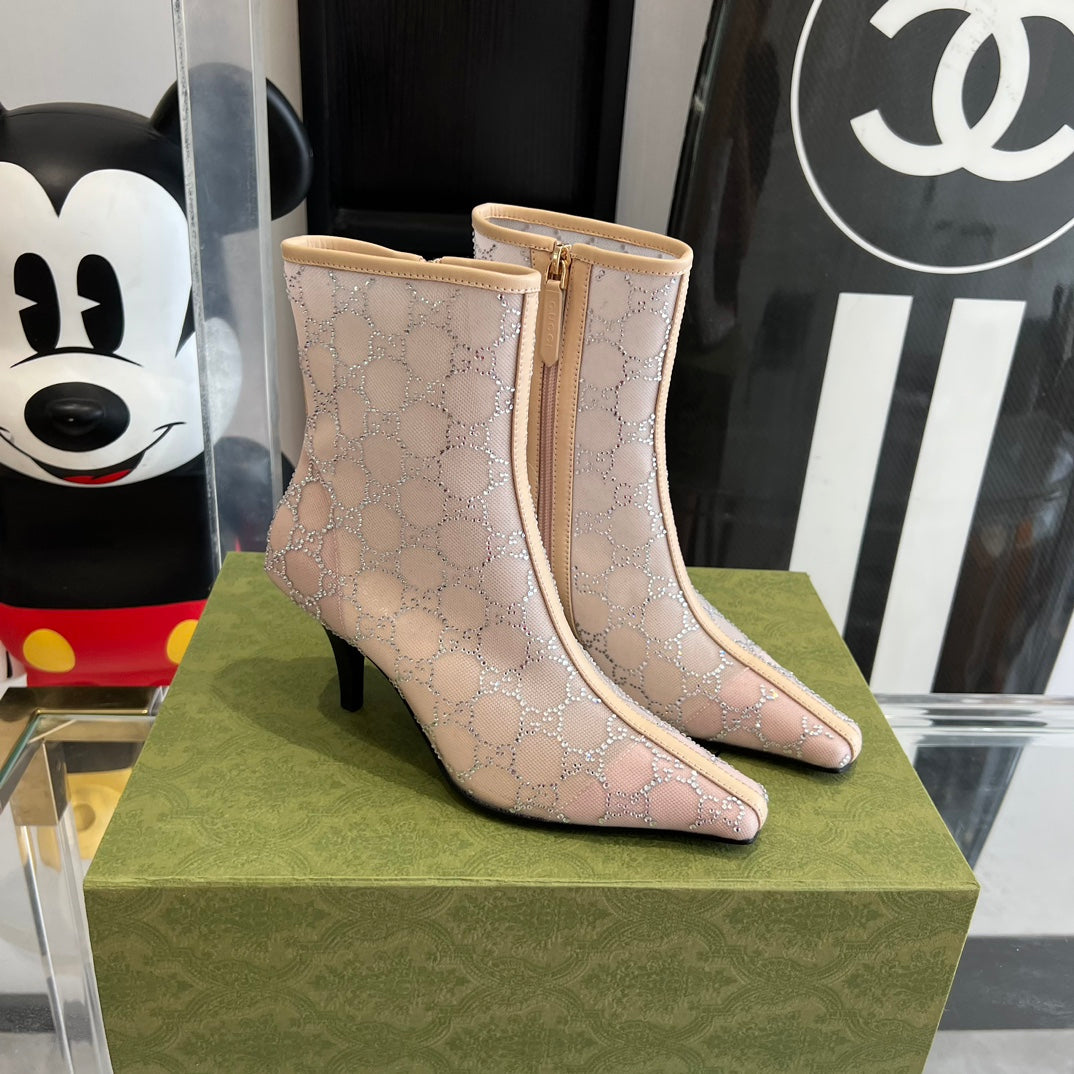 Rose Beige Mid-Heel Boot