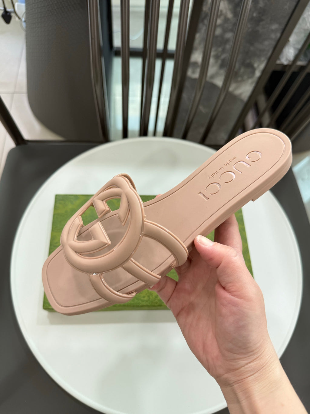 Light Beige Interlocking G Slide Sandal